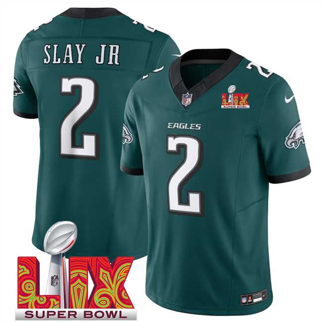 Men & Women & Youth Philadelphia Eagles #2 Darius Slay JR Green 2025 Super Bowl LIX Patch New F.U.S.E. Vapor Limited Stitched Jersey